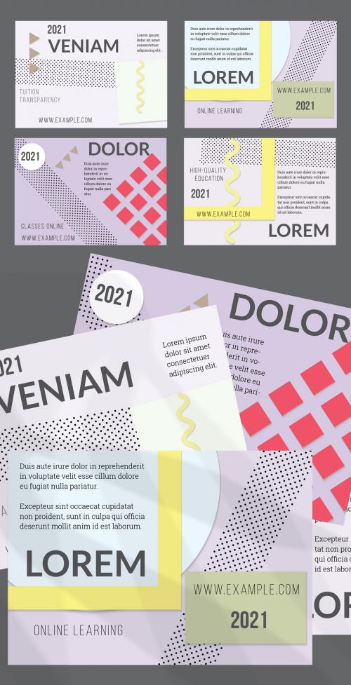 Flyer Layouts with Paper Cut Simple Layered Geometric Shapes