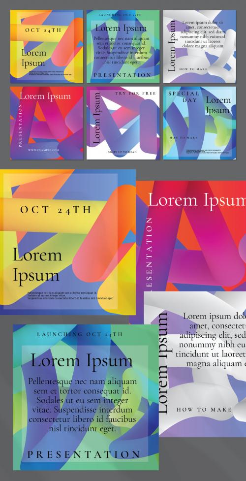 Social Media Post Layouts with Futuristic Fluid Gradient Shape