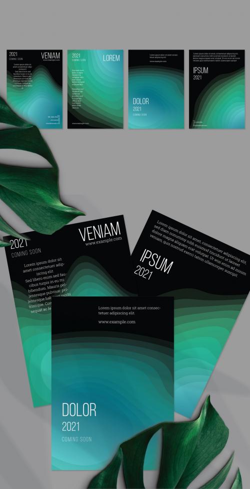 Flyer Layouts with Gradient Blend Wavy Shapes on Black