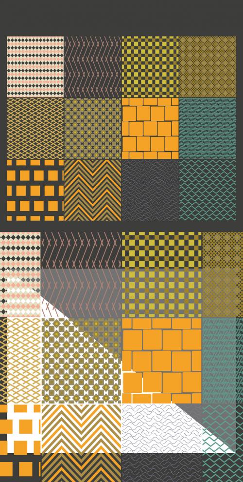 Seamless Bright Geometric Overlay Pattern Set