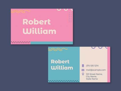 Pastel Colored Business Card with Geometric Shapes