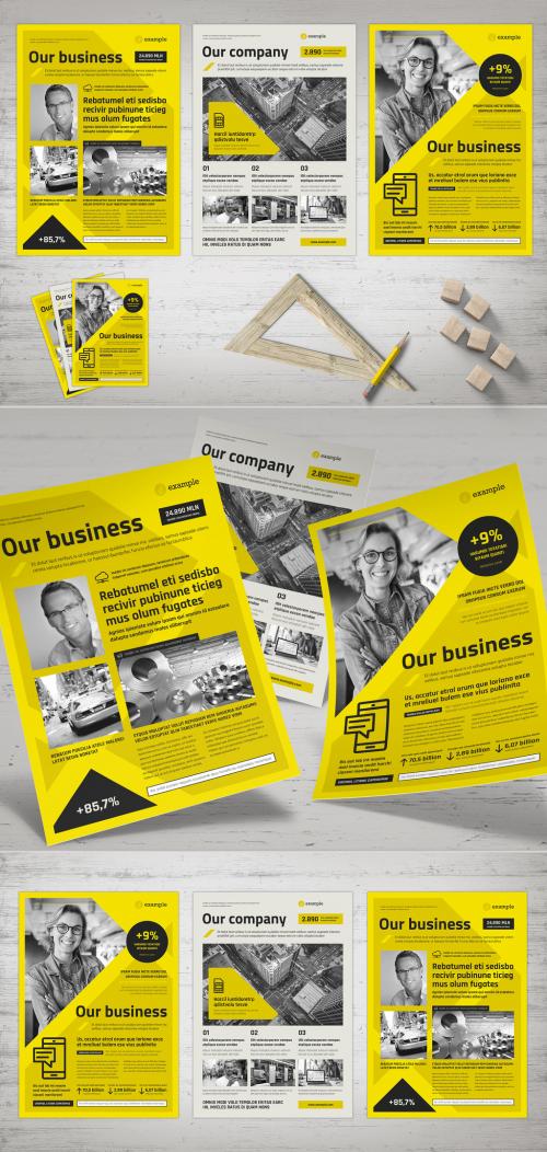 Business Flyer in Black White and Yellow Colors