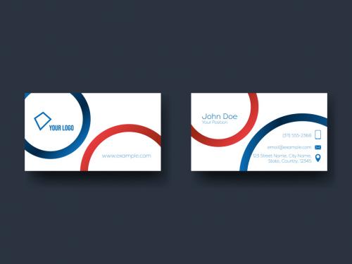 Red Blue Circles Minimal Design Business Card