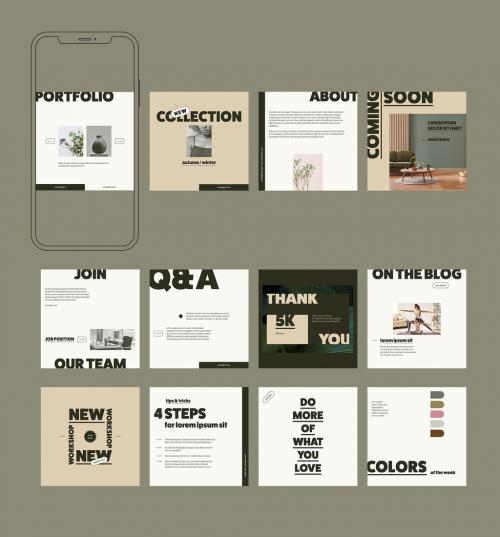 Social Media Post Layout Set in Bold Minimalism