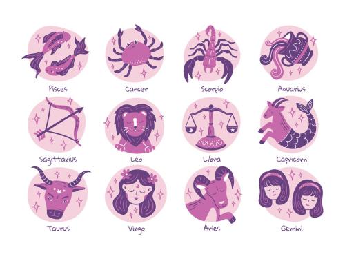 Cute Zodiac Star Sign Animal Clipart Illustrations