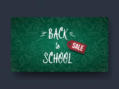 Back to School Sale Banner with Pattern Background