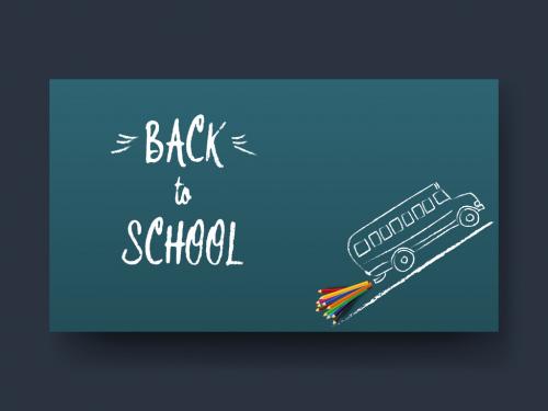 Back to School Horizontal Banner with Bus