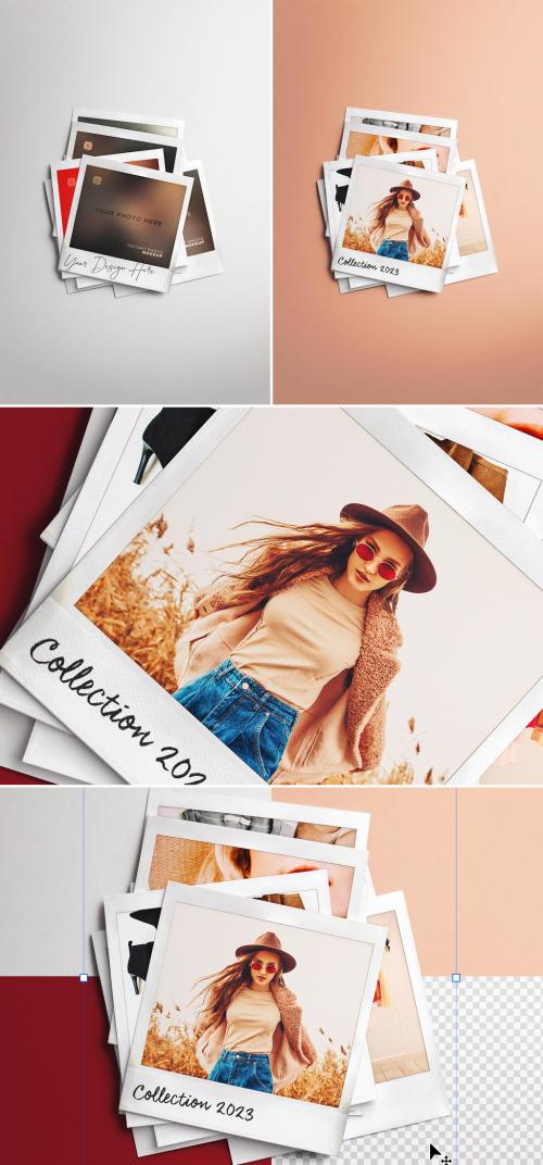 Instant Pictures Mockup Messy Stack