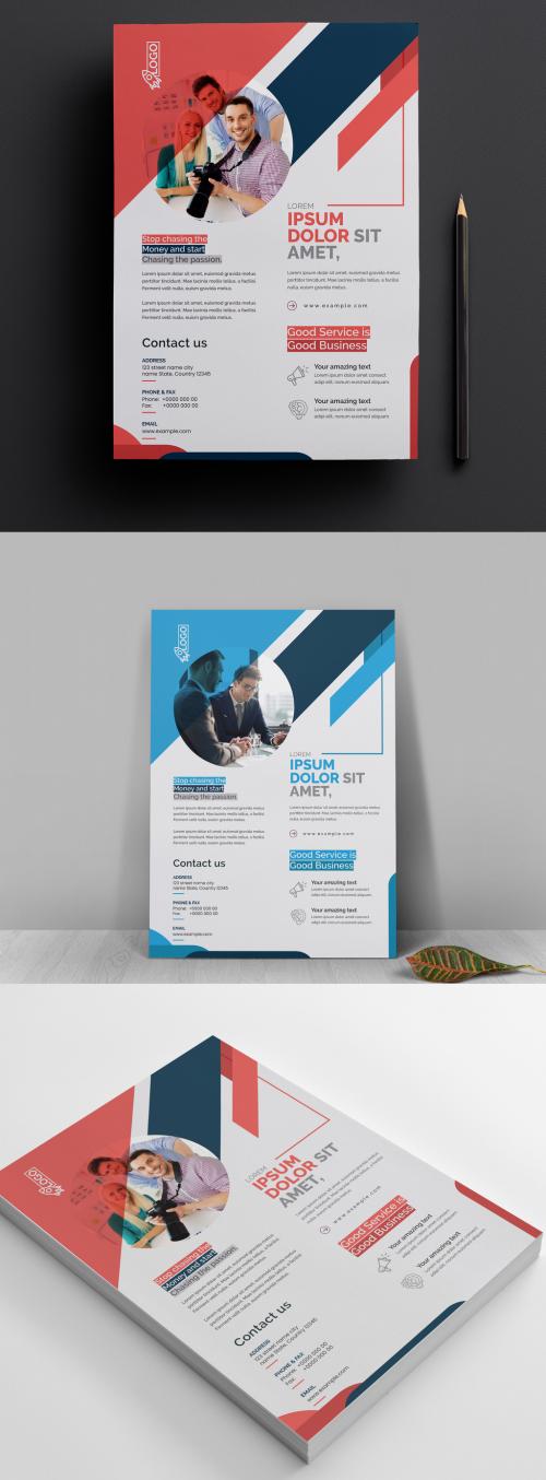 Multipurpose Flyer Template with Blue Vector Accents