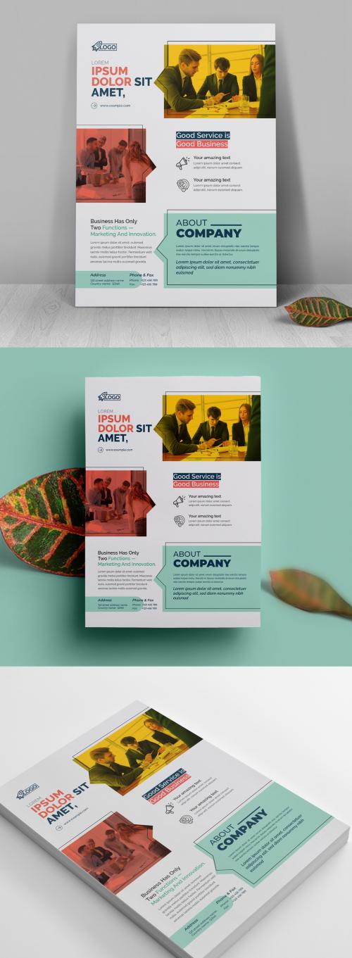 Corporate Flyer with Multicolored Vector Accents Layout