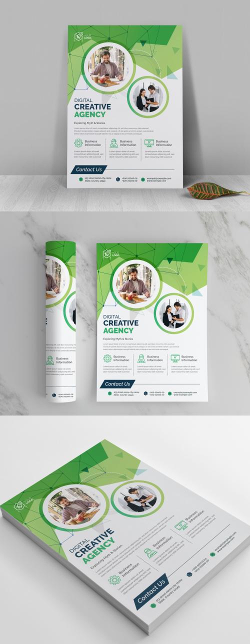 Abstract Corporate Flyer Template with Green Accents