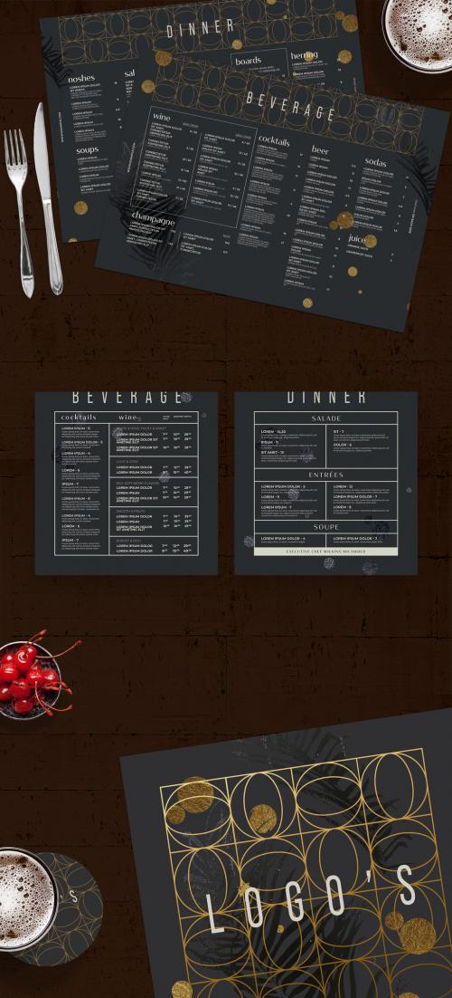 Elegant Black Gold Restaurant Menu Layout