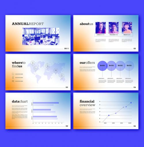 Blue and Orange Gradient Annual Report