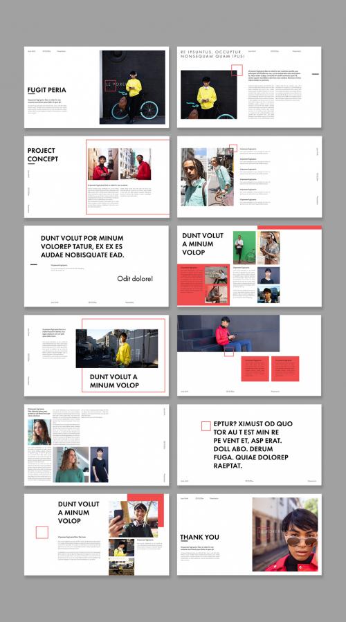 Minimal Presentation Layout with Red Accent