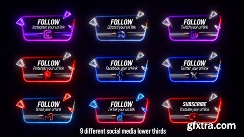 Videohive Neon Social Lower Thirds 51984578