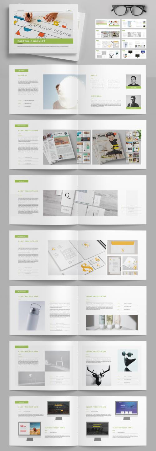 Portfolio Booklet Layout with Green Accents