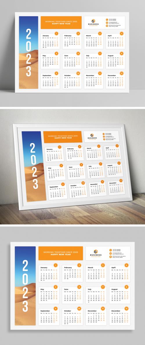 Calendar 2023 Layout with Orange Accents