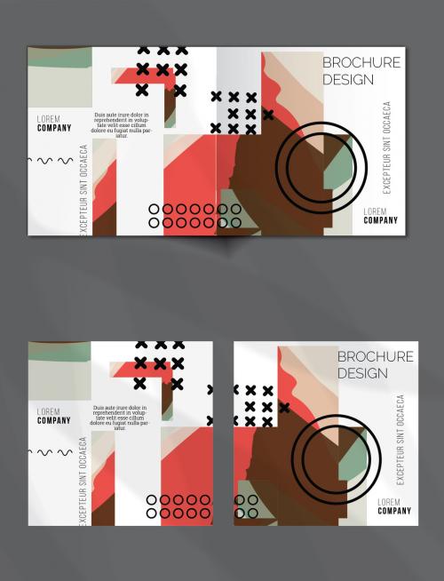 Brochure Cover Layout Set Geometric Shapes and Abstract Bright Rectangles on White