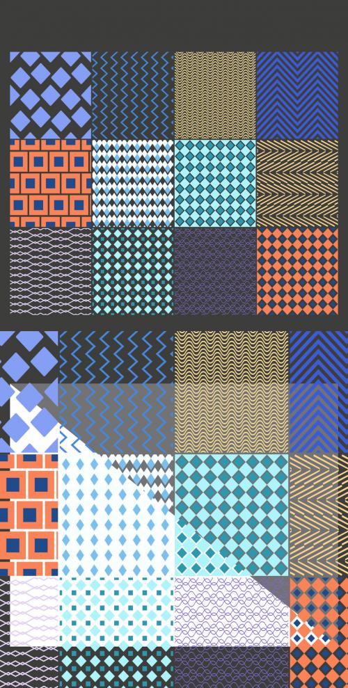 Seamless Bright Geometric Overlay Pattern Set