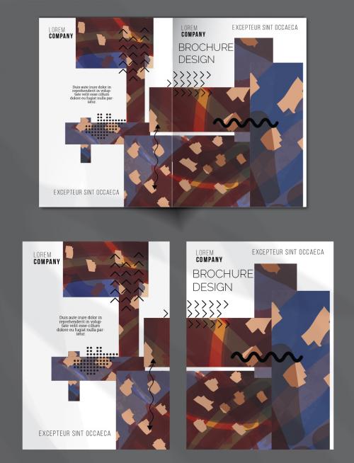 Brochure Cover Layout Geometric Shapes and Abstract Bright Rectangles on White