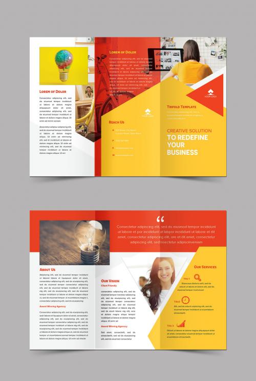 Trifold Brochure with Orange and Yellow Accents