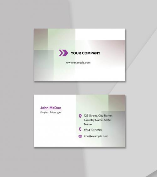 Business Card Abstract Elements and Green Purple Gradient