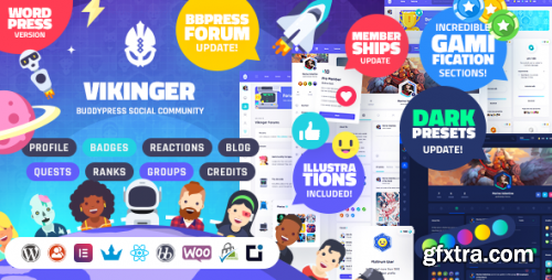 Themeforest - Vikinger - BuddyPress and GamiPress Social Community 28612259 v1.9.17 - Nulled