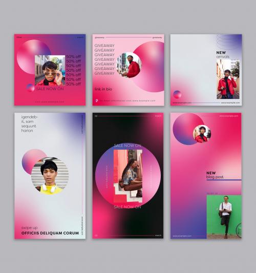 Pink Social Media Set Layout with Soft Pop Style