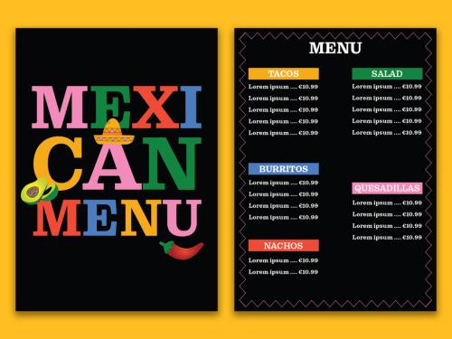 Colourful, Mexican, Menu