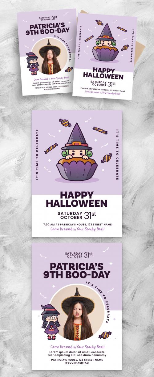 Simple Halloween Birthday Party Flyer Poster