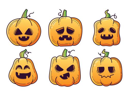 Halloween Pumpkin Vector Clipart Illustrations