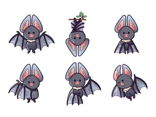 Cute Bat Clipart Illustrations for Halloween