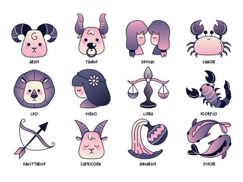 Cute Cartoon Star Sign Zodiac Clipart Illustrations