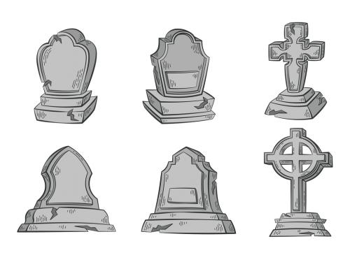 Spooky Tombstone Graveyard Halloween Vector Clipart