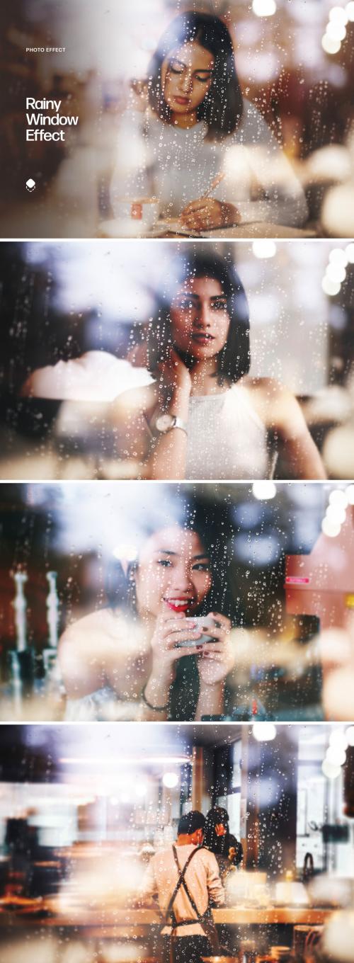 Rainy Window Overlay Photo Effect Mockup