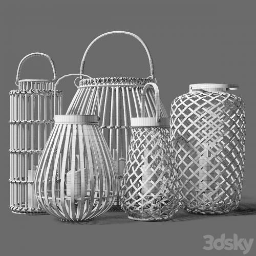 Decorative set of candlesticks lanterns