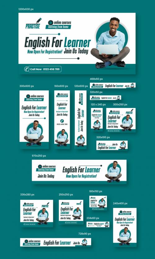 English for Learner Web Banner Ads Set