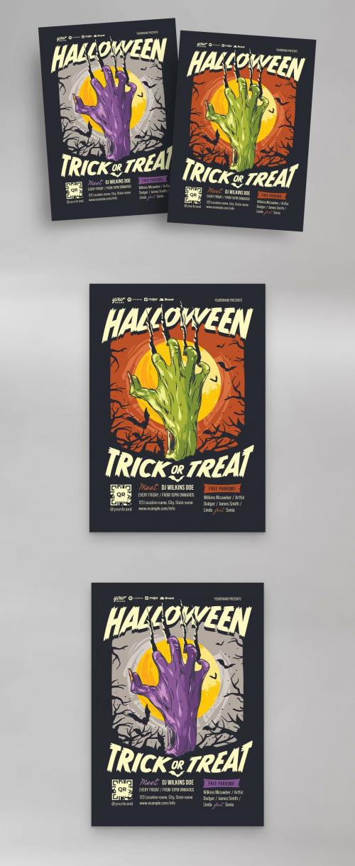 Halloween Flyer with Zombie Hand