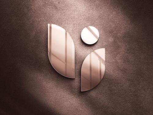 Polished Copper Wall Sign Business Logo Mockup