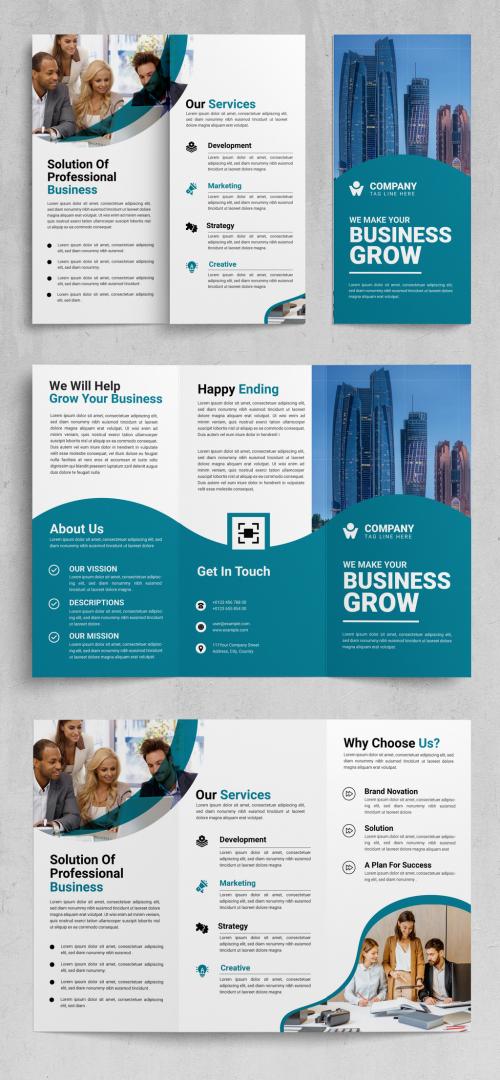 Trifold Brochure Layout with Tale Shades Accent