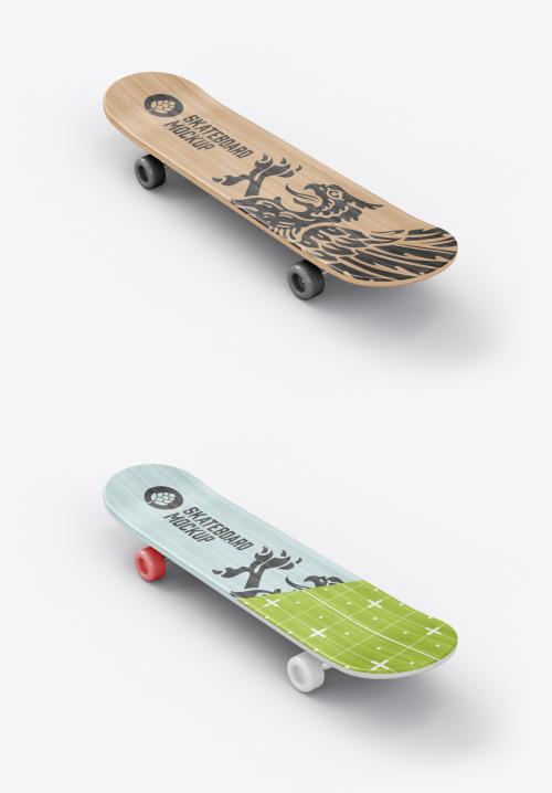 Wooden Skateboard Mockup