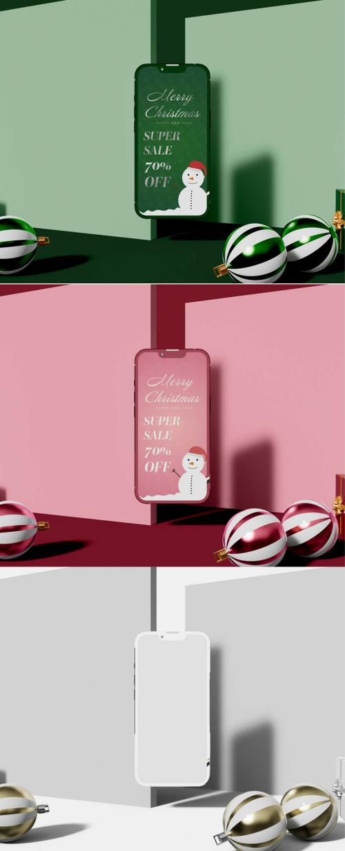 Smartphone Screen Christmas Concept Mockup