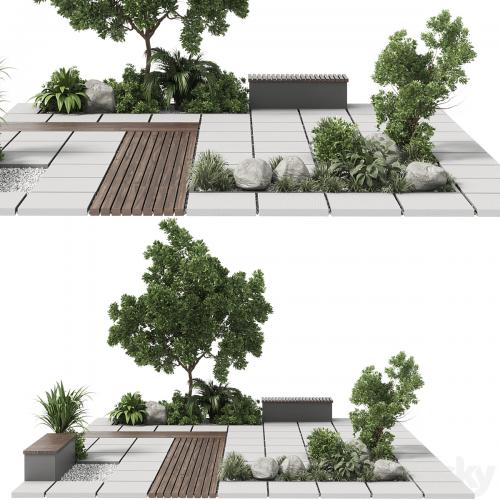 Urban Environment - Urban Furniture - Green Benches With plants 30 corona