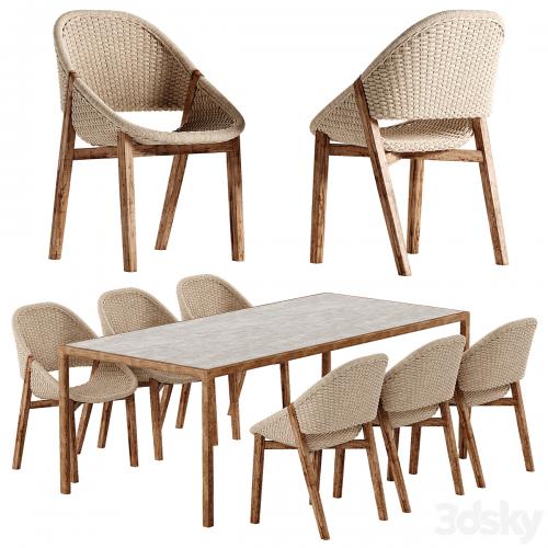 Tribu Elio chair Illum Teak table set