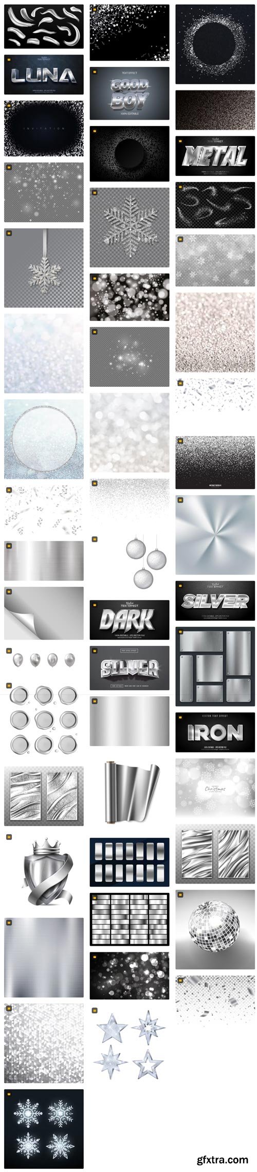 Premium Vector Collections - Silver Glitter - 100xEPS