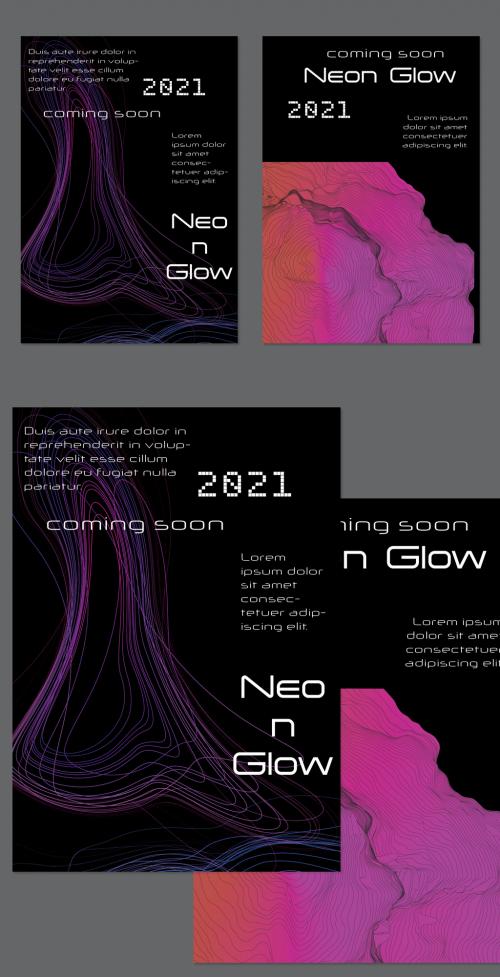 Flyer Layout with Bright Gradient Terranion Shape and Glow Net