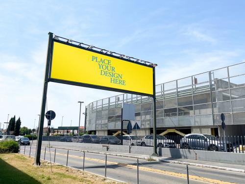 Road Gate Sign Banner Mockup