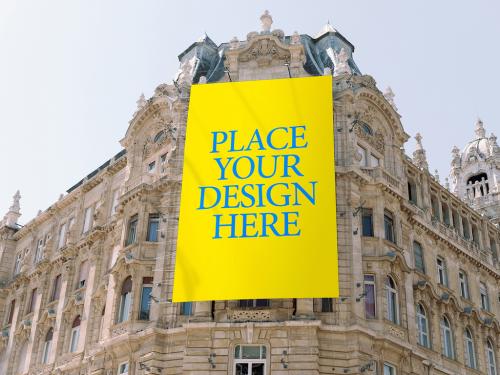 Banner on the Building Advertisement Mockup