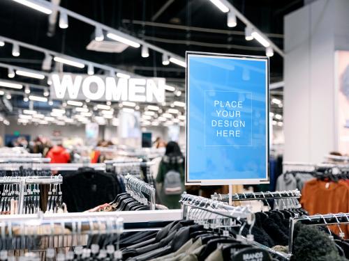 Women Clothes Brand Store Rack Stand Mock-Up