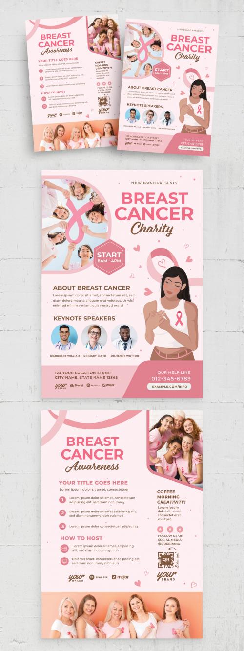 Breast Cancer Awareness Month Flyer Poster Banner Layout